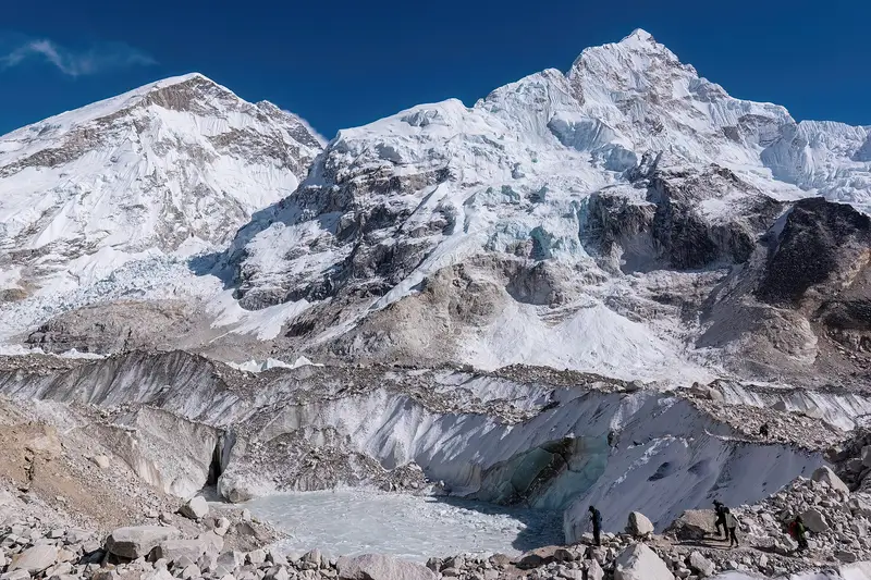 Everest and Nuptse above the Khumbu Glacier near Everest Base Camp
