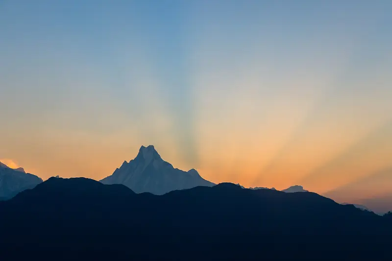 Machapuchare, the peak above the Mardi Himal trail, at sunrise